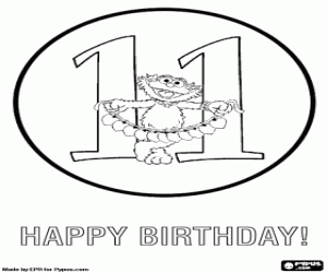 kolorowanka Jedenaście urodziny z Zoe i serca