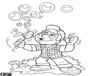 kolorowanka Julio i baniek mydlanych