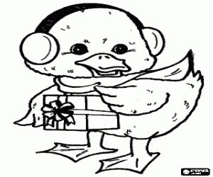 kolorowanka Kaczątko na zimno Boże Narodzenie