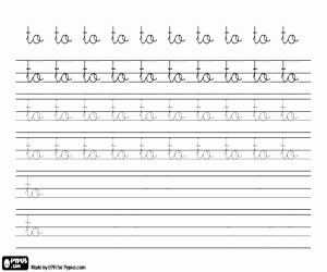 kolorowanka Kaligrafia TO małymi literami