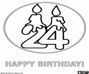 kolorowanka Karta 24 lat z dwóch świec