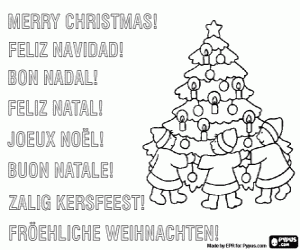 kolorowanka Karta z dzieci na Boże Narodzenie