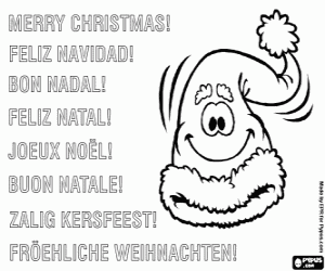 kolorowanka Kartki świąteczne z kapelusz Świętego Mikołaja