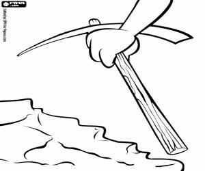 kolorowanka Kilof na rękę aby kopać