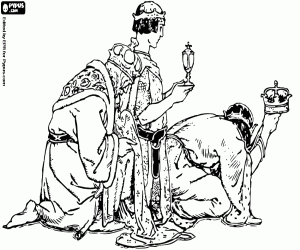 kolorowanka Klasyczna adoracja Trzech Króli