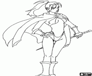 kolorowanka Kobieta samurai Katana