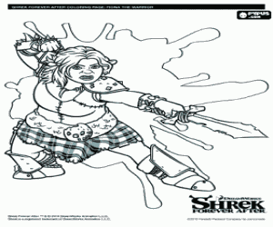 kolorowanka Kobieta wilkołak wojownik, Fiona