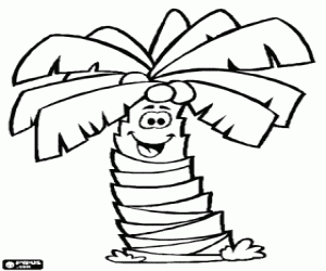 kolorowanka Kokosowe palmy, palmy z kokosy