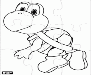 kolorowanka Koopa Troopa żółwia puzzle