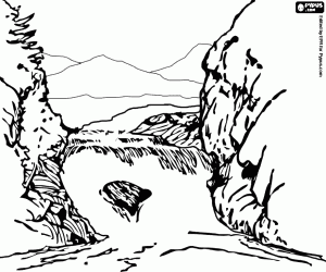 kolorowanka Krajobraz rzeki wodospad