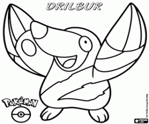 kolorowanka Kret Pokemon, Drilbur