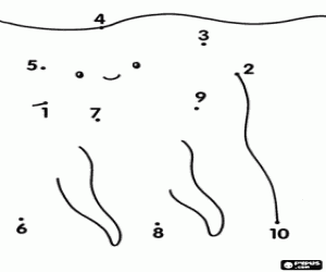 kolorowanka Kropka do kropki, morskich zwierząt