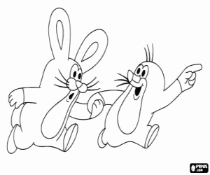 kolorowanka Krtek mały Kret i zając