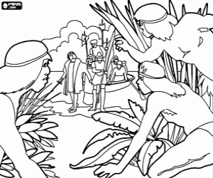 kolorowanka Krzysztofa Kolumba wysiadania