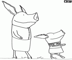 kolorowanka Latająca świnka Olivia z matką