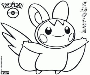 kolorowanka Latający Pokemon, Emolga