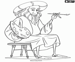 kolorowanka Leonardo da Vinci we Florencji