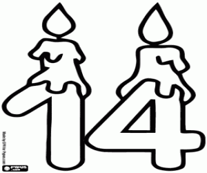 kolorowanka Liczba czternaście z świece