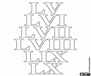 kolorowanka Liczyć od 55 do 60 jako Rzymian