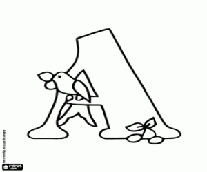 kolorowanka Litera A i ptaszek