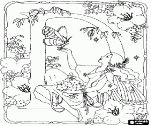 kolorowanka Litera D w ogrodzie bajki