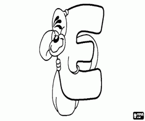 kolorowanka Litera E z myszką trochę złośliwy