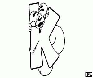 kolorowanka Litera K z myszką trochę złośliwy