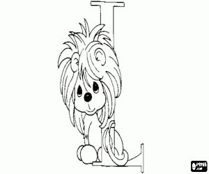 kolorowanka Litera L z mały lew