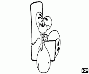 kolorowanka Litera L z myszką trochę złośliwy