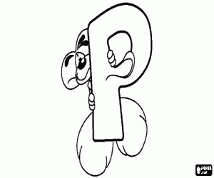 kolorowanka Litera P z myszką trochę złośliwy