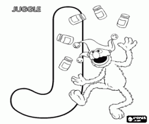 kolorowanka Litery J i Grover Sesame Street