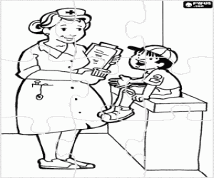 kolorowanka Logiczne pielęgniarka i dziecko