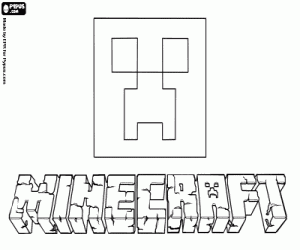 kolorowanka Logo Minecraft i Creeper
