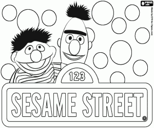 kolorowanka Logo Sesame Street z Hubert i Emil