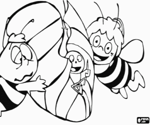 kolorowanka Maja i Willy pomoc robak