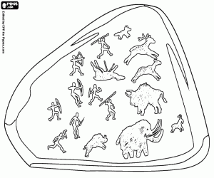 kolorowanka Malowidła naskalne z polowania