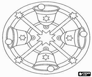 kolorowanka Mandala z dzwonki i gwiazdki