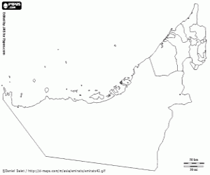 kolorowanka Mapa Emiraty Arabskie