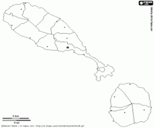 kolorowanka Mapa Saint Kitts i Nevis