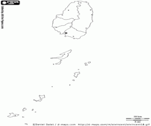 kolorowanka Mapa Saint Vincent i Grenadyny
