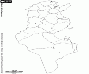 kolorowanka Mapa Tunezji