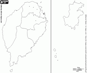 kolorowanka Mapa Wyspy Świętego Tomasza i Książęcej