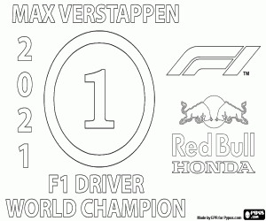 kolorowanka Max Verstappen, mistrz F1 2021