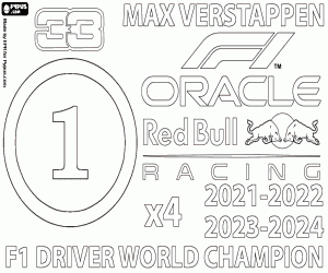 kolorowanka Max Verstappen, mistrz F1 x4