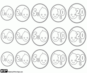 kolorowanka Małe monety, Pypus w banku