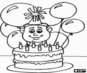 kolorowanka Mały chłopiec w urodziny