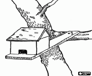 kolorowanka Mały dom, gniazdo dla ptaków