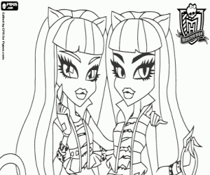 kolorowanka Meowlody i Purrsephone, Monster High