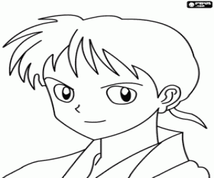 kolorowanka Miroku, postać Inuyasha