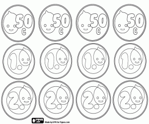 kolorowanka Monety Pypus 0,50, 1 i 2